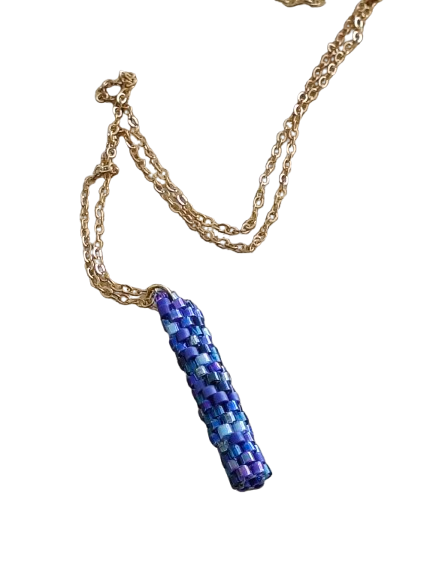 Κολιέ Σωληνάκι Miyuki σε Μπλε Απόχρωση - Χειροποίητο