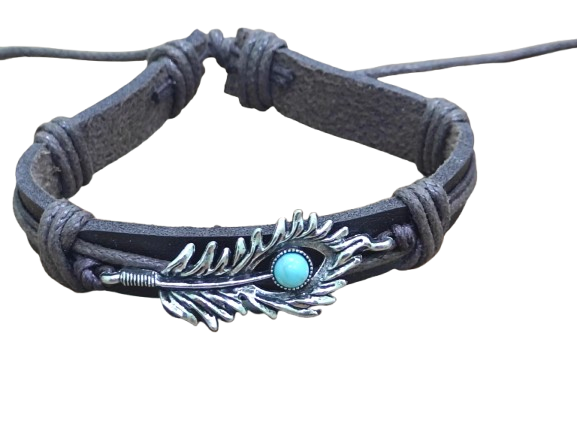 Βραχιόλι με Φτερό και Τυρκουάζ Χάντρα – Χειροποίητο