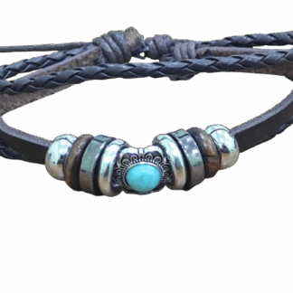 Χειροποίητο Δερμάτινο Βραχιόλι με Μεταλλικά Στοιχεία