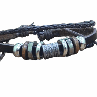 Δερμάτινο Βραχιόλι με Μεταλλικά Στοιχεία – Χειροποίητο