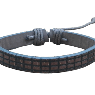 Δερμάτινο Βραχιόλι με Καρό Μοτίβο - Χειροποίητο