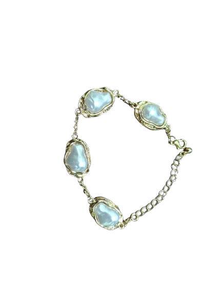 Κολιέ με Ακανόνιστο Μαργαριτάρι & Χρυσή Λεπτομέρεια (Σετ) - Image 4