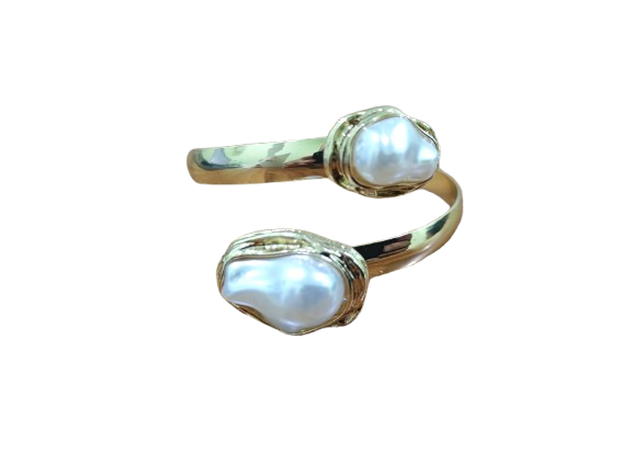 Κολιέ με Ακανόνιστο Μαργαριτάρι & Χρυσή Λεπτομέρεια (Σετ) - Image 2