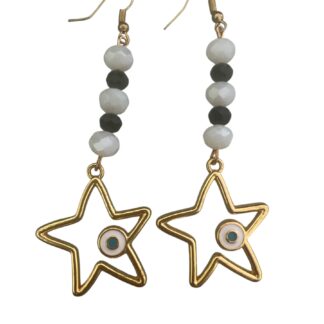 Σκουλαρίκια Αστέρι με Ματάκι και Χάντρες - Χειροποίητο