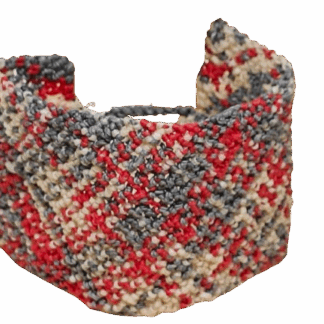 Χειροποίητο βραχιόλι μακραμέ καρό σε γκρι, μπορντό και εκρού