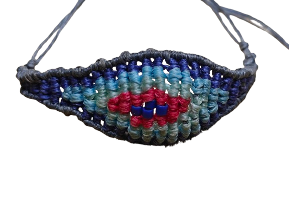 Χειροποίητο βραχιόλι μακραμέ “ματάκι” με 5 χρώματα και χάντρες Miyuki — προστασία και boho στυλ