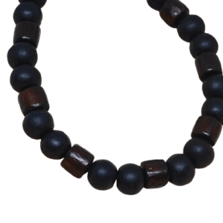 Χειροποίητο Βραχιόλι με Ξύλινες Μαύρες και Σκούρες Καφέ Χάντρες