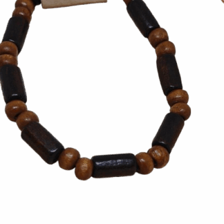 Χειροποίητο Βραχιόλι με Πλακέ και Στρογγυλές Ξύλινες Χάντρες