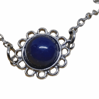 Βραχιόλι Μπλε Ίασπις με Ατσάλινη Αλυσίδα - Χειροποίητο