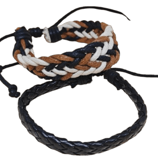 Σετ 2 Αντρικά Βραχιόλια Πλεξούδα – Μαύρο & Πολύχρωμο Boho Style