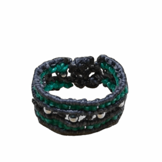 Δαχτυλίδι Μακραμέ Πράσινο & Γκρι - Χειροποίητο