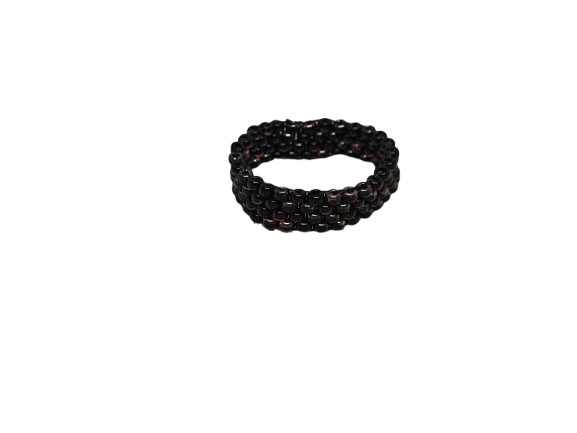 Χειροποίητο Δαχτυλίδι Miyuki με Μαύρo/Capri Χρυσό