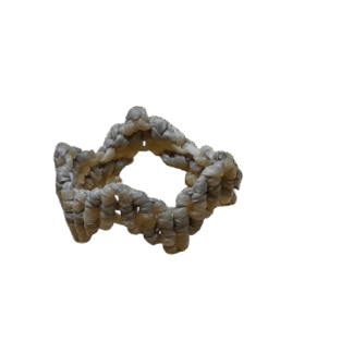 Δαχτυλίδι μακραμέ με δίχρωμο ζιγκ-ζαγκ σχέδιο σε γκρι και εκρού