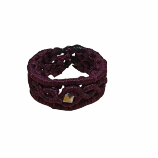 Δαχτυλίδι Μακραμέ Μπορντό με Μεταλλική Χάντρα - Χειροποίητο