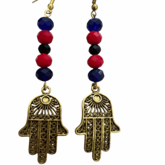 Σκουλαρίκια Χάμσα με Χάντρες Κρυστάλλου – Χειροποίητο