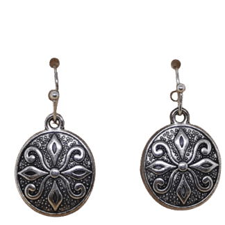 Σκουλαρίκια Στρογγυλά Αντικέ με Ρετρό Μοτίβο