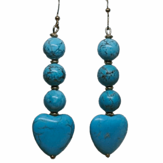 Σκουλαρίκια Χαολίτη Καρδιά με Χάντρες Τυρκουάζ – Αγάπη & Ηρεμία