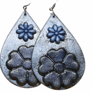 Σκουλαρίκια Δάκρυ με Λουλούδια από Πολυμερή Πηλό – Χειροποίητo