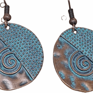 Σκουλαρίκια Κύκλος με Σπείρα από Οξειδωμένο Χαλκό