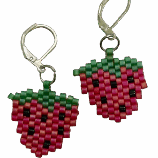 Σκουλαρίκια Φράουλα Miyuki – Χειροποίητo