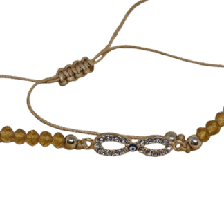 Βραχιόλι Μακραμέ με Άπειρο και Κρυσταλλάκια – Χειροποίητο