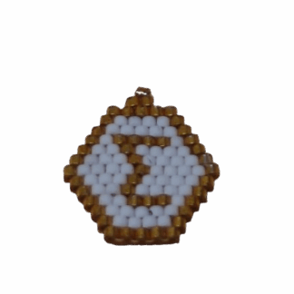 Μενταγιόν Ελληνικό Μονόγραμμα Miyuki σε Χρυσό & Λευκό - Χειροποίητο