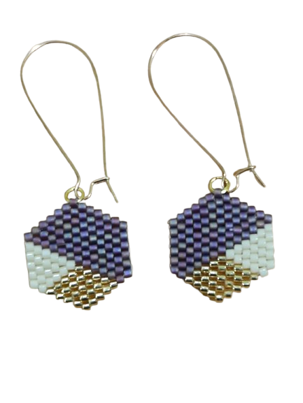 Σκουλαρίκια Εξάγωνο με Χάντρες Miyuki – Χειροποίητo