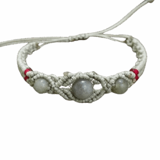 βραχιόλι μακραμέ με λαβραδορίτη γκρι ανοιχτό χρώμα