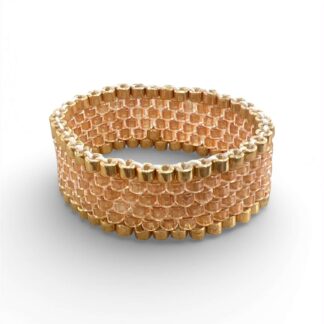 Δαχτυλίδι Miyuki Peyote σε χρυσή και σαμπανιζέ απόχρωση, χειροποίητο με χάντρες Delica.