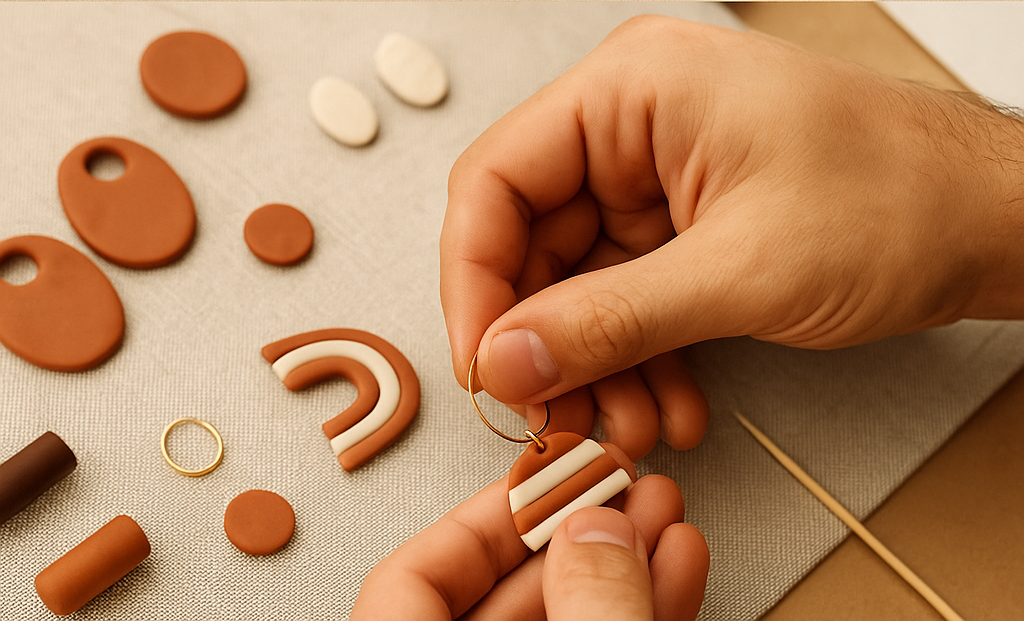 εργαλεία για πολυμερικό πηλό σε επιφάνεια εργασίας