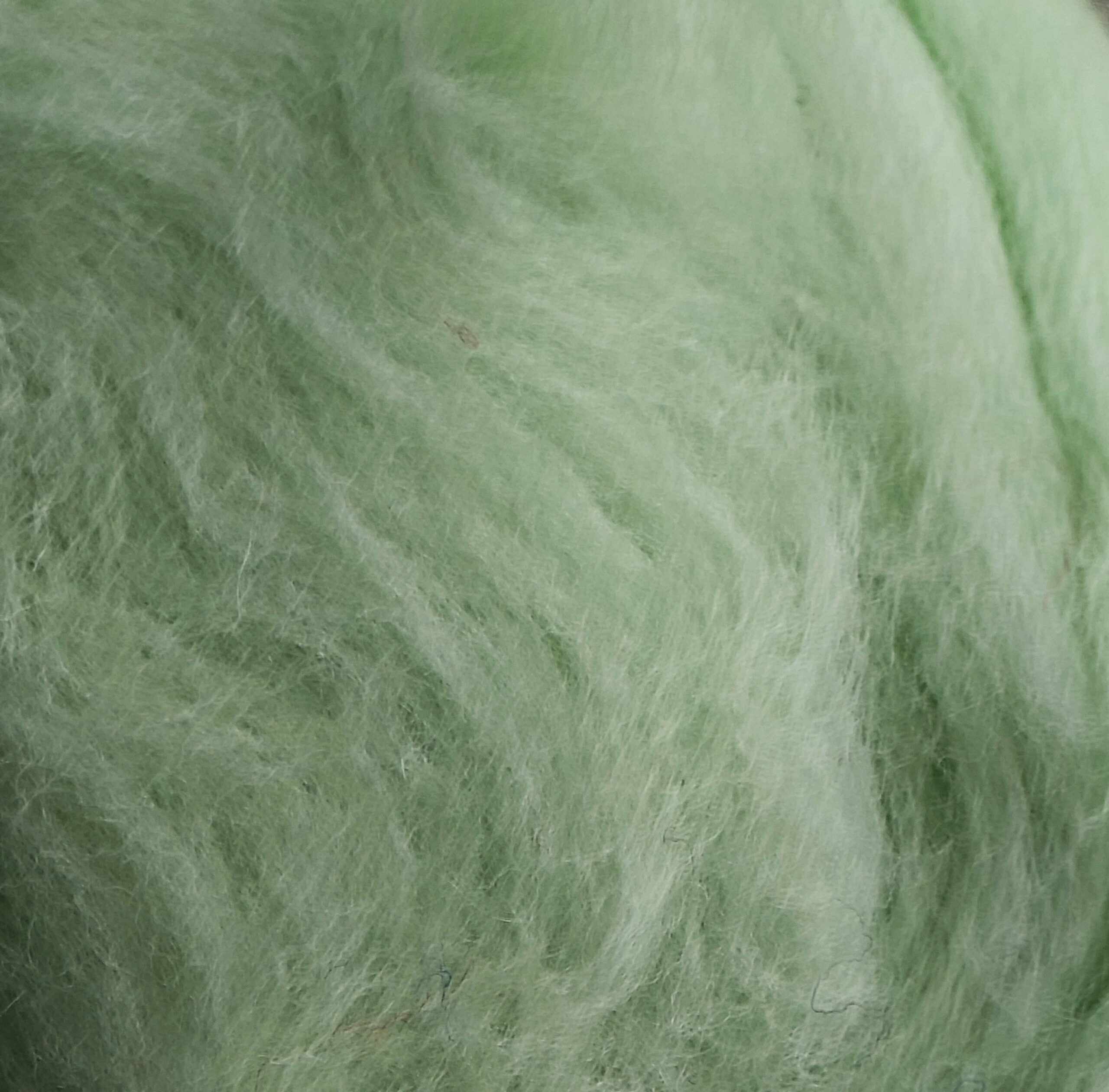 Μη λαναρισμένο μαλλί Merino για Needle Felting 10 g σε απαλή πράσινη απόχρωση μέντας.